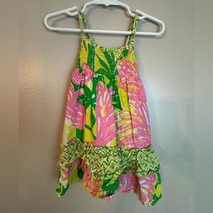 Infant Girls Lilly Pulitzer Pink and Green Floral Dress 12 Months